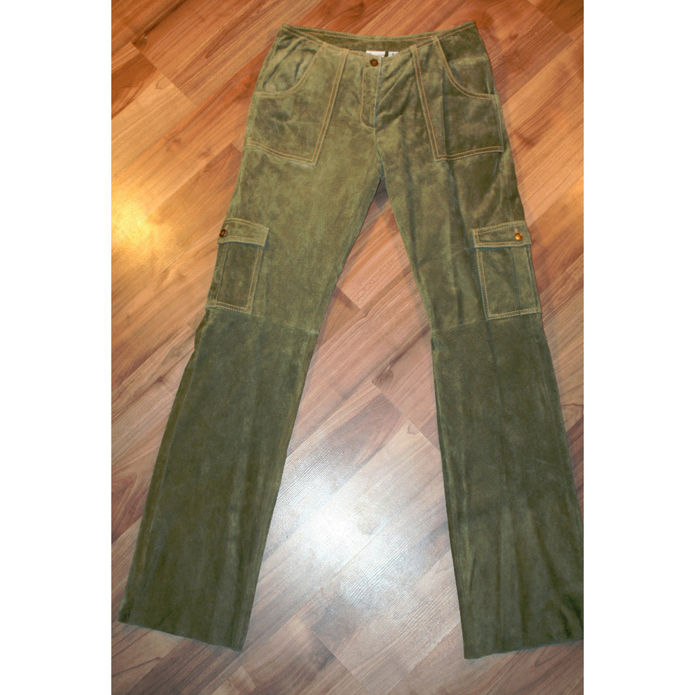 Genuine suede leather cargo pants